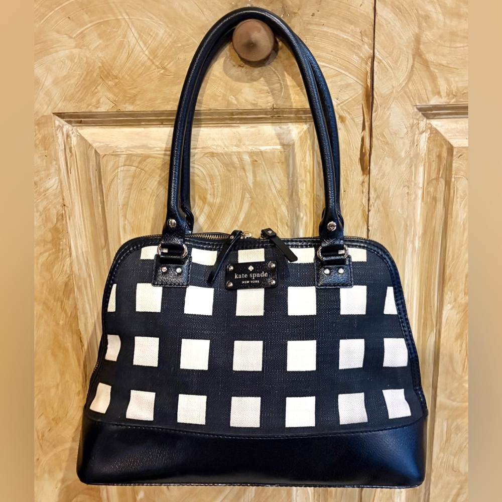 Kate Spade Black and White & Gold Checkered Purse